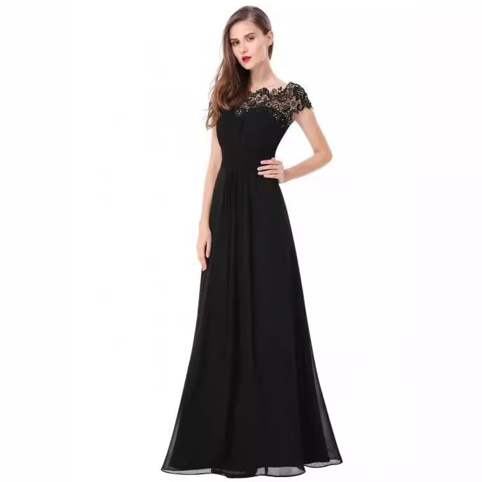 Damen Elegantes Abendkleid mit Spitzenoberteil und fließendem Rock Aliams