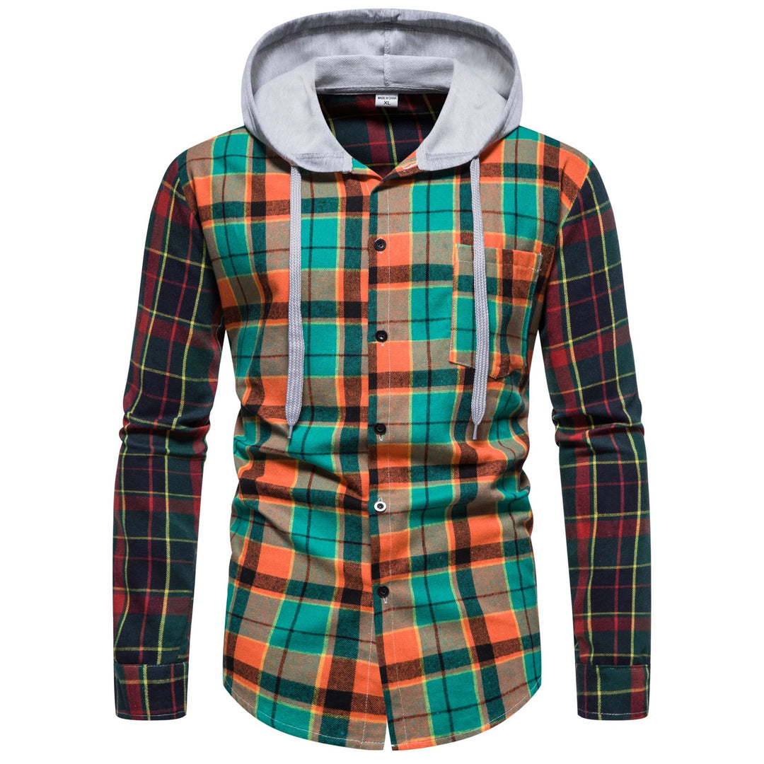 Herren Flanellhemd mit Kapuze und kariertem Design Aliams