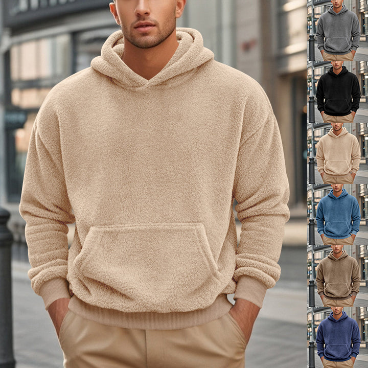 Herren übergroßer Fleece-Hoodie mit Kängurutasche und gemütlichem Schnitt Aliams