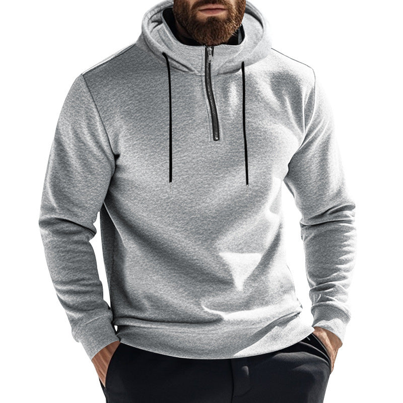 Herren sportlicher Hoodie mit halbem Reißverschluss und modernem Kapuzenaufbau Aliams
