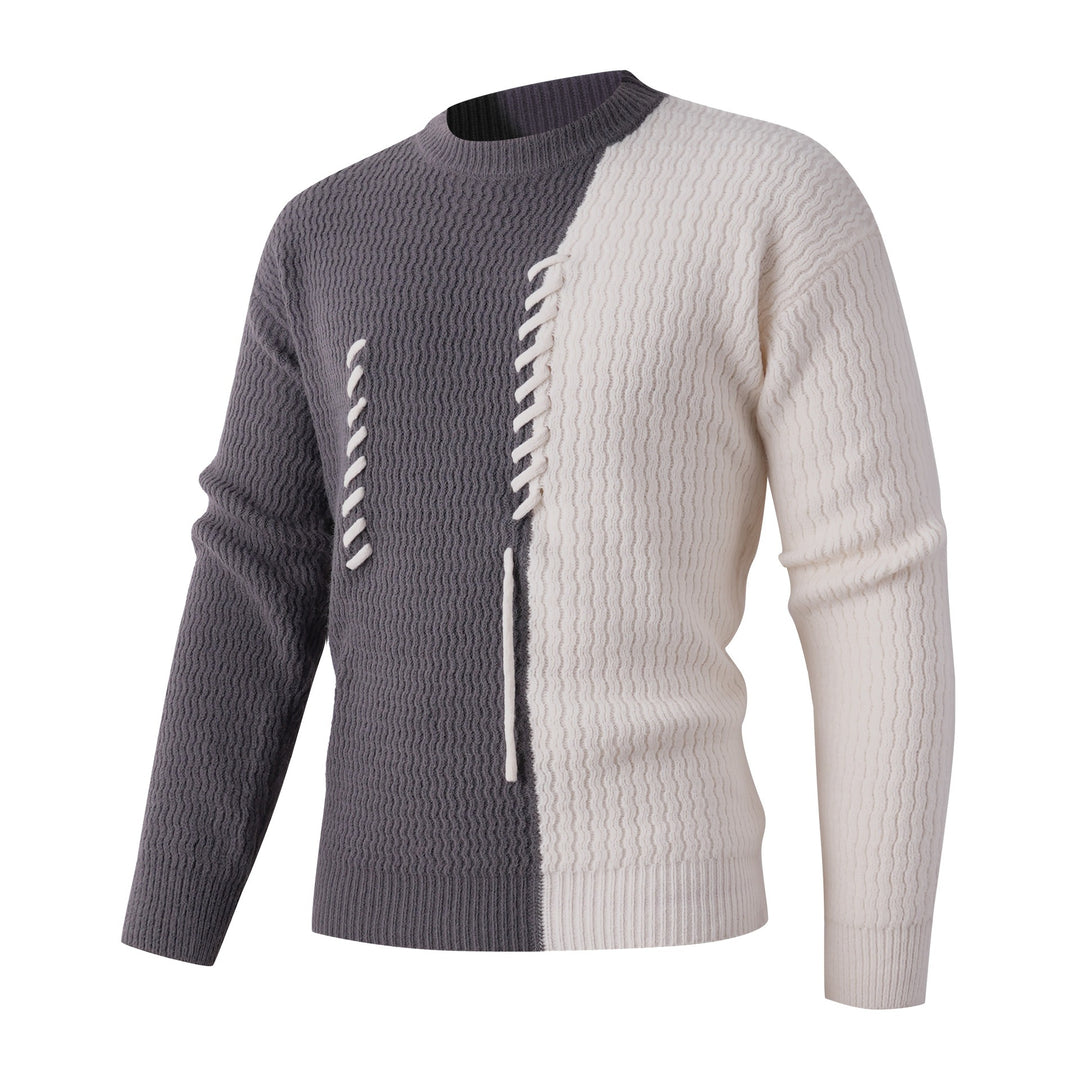 Herren Strickpullover mit modernem Zopfmuster und kontrastierenden Details Aliams