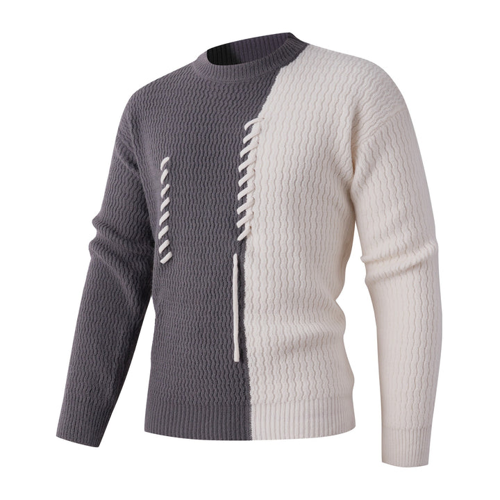 Herren Strickpullover mit modernem Zopfmuster und kontrastierenden Details Aliams