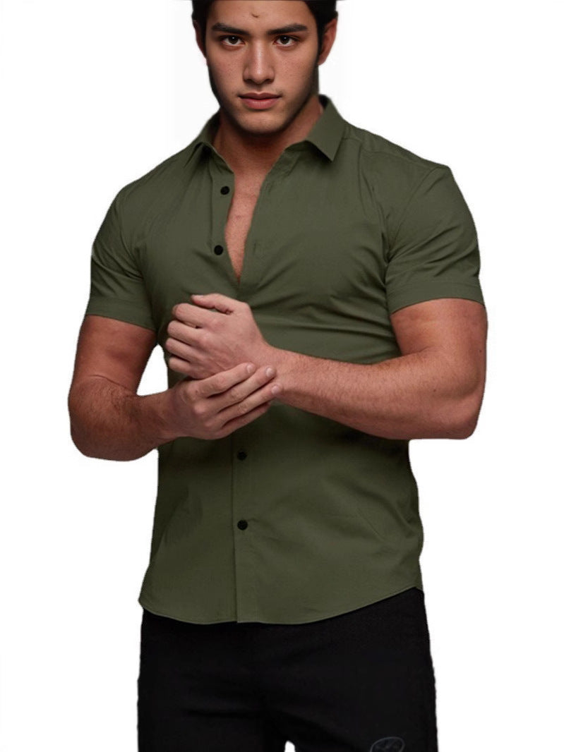 Herren Kurzarm-Hemd mit figurbetontem Schnitt und praktischen Details Aliams