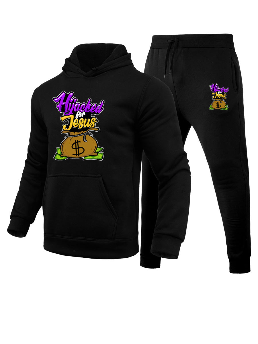 Herren Hoodie und Jogginghose Set mit kreativem Design und praktischen Taschen Aliams