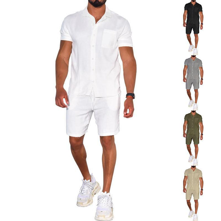 Herren modernes Freizeit-Set aus kurzärmligem Hemd und Shorts Aliams