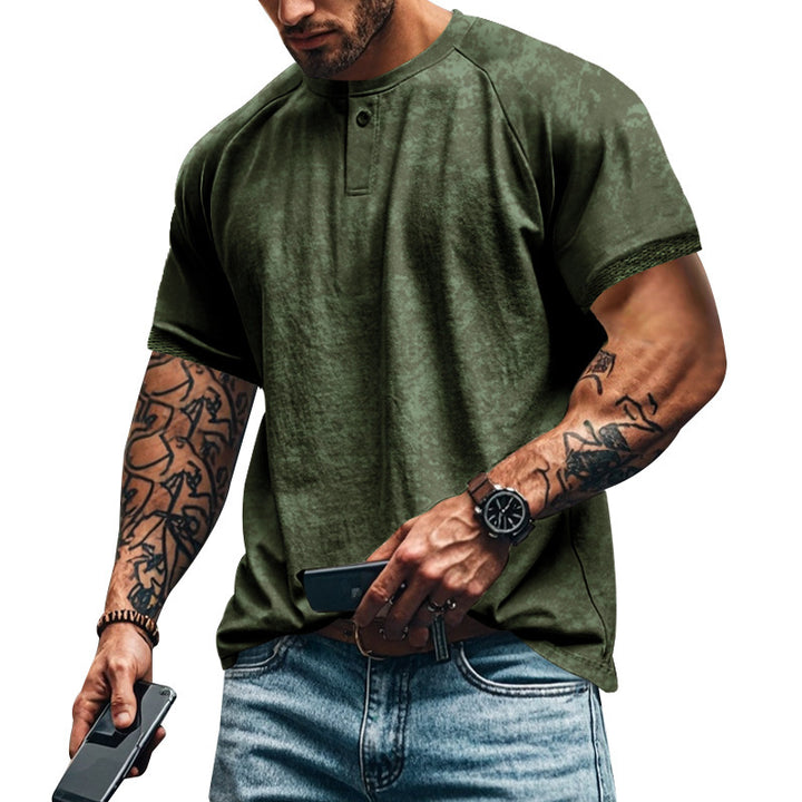 Herren Kurzarm-Henley-Shirt mit strukturierten Akzenten und sportlichem Schnitt Aliams