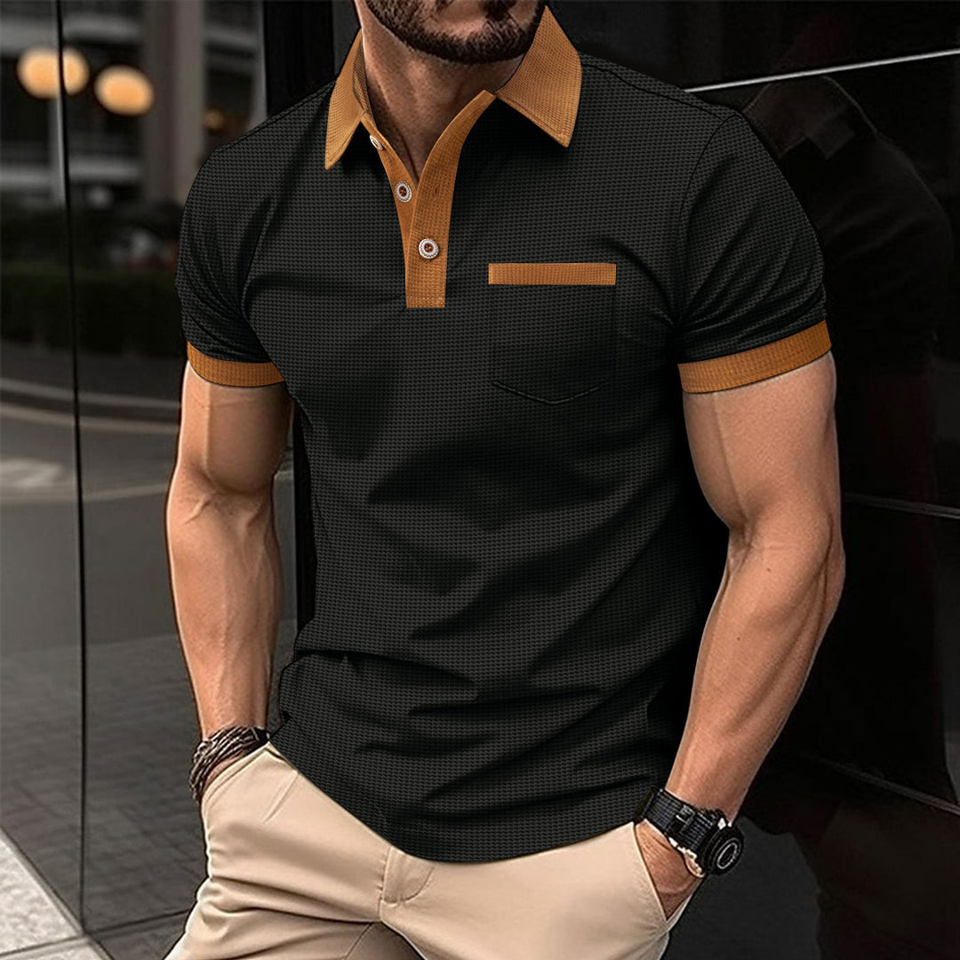 Herren Poloshirt mit modernem Kontrastkragen und funktionalem Brusttasche Aliams
