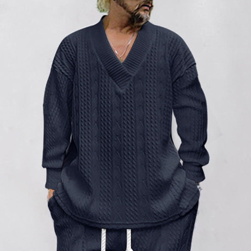 Herren Pullover mit V-Ausschnitt und strukturierter Strickart Aliams