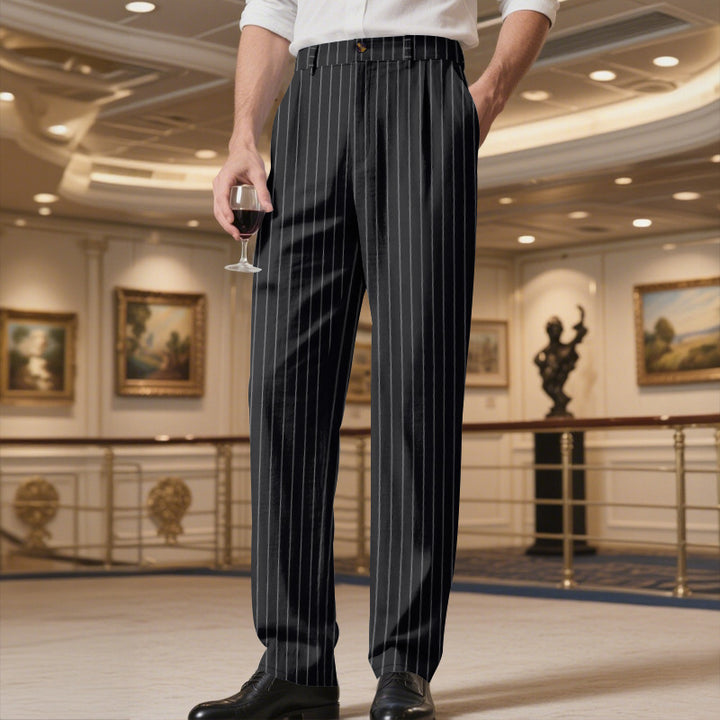 Herren elegante Anzughose mit feinen Streifen Aliams