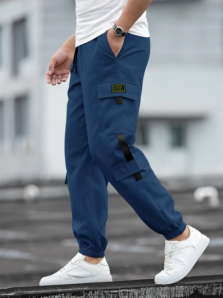 Herren stylische Cargo-Hose mit elastischem Bund und vielseitigen Taschen Aliams