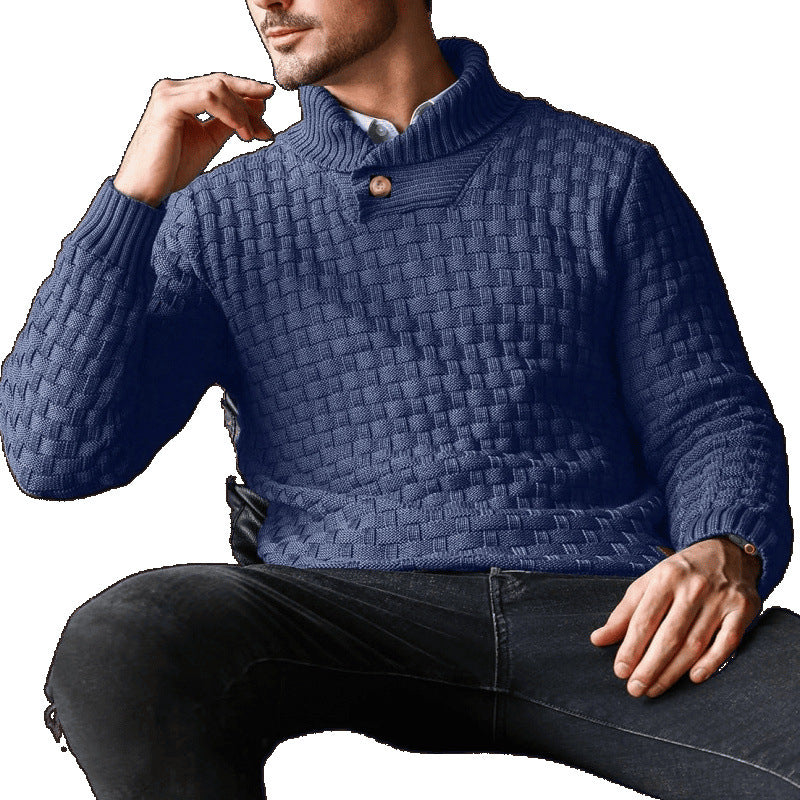 Herren Strickpullover mit Strukturiertem Muster und Modernem Stehkragen Aliams