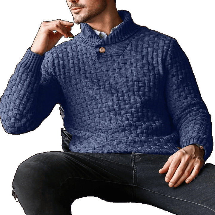 Herren Strickpullover mit Strukturiertem Muster und Modernem Stehkragen Aliams