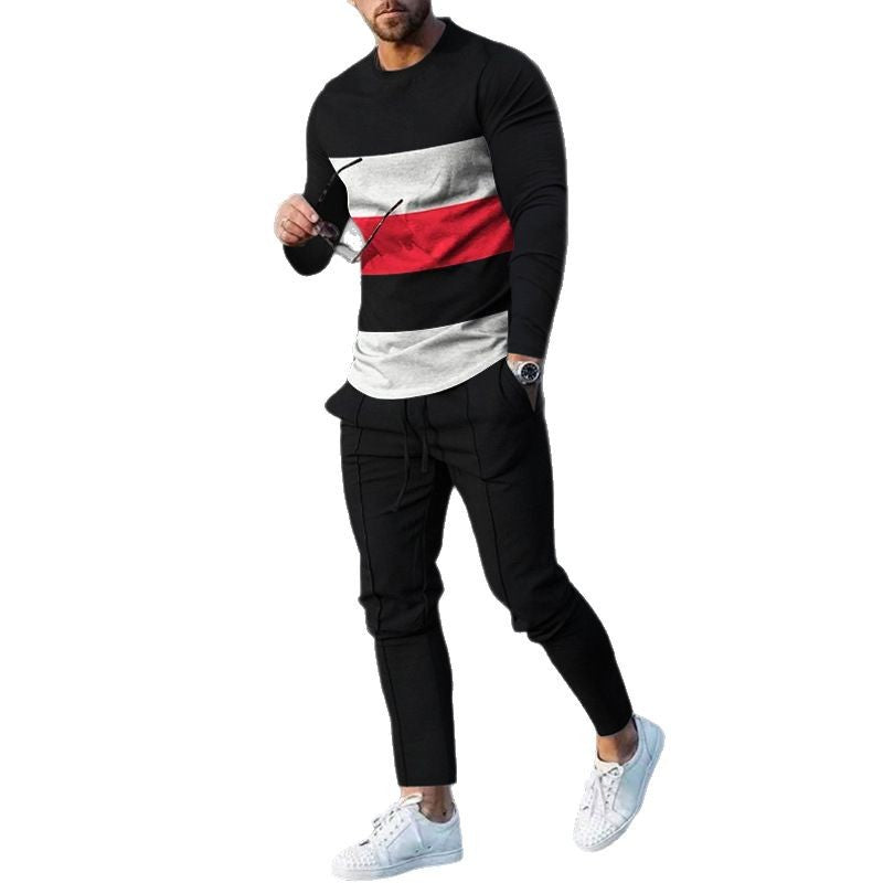 Herren Freizeit-Set mit kontrastierenden Streifen Aliams