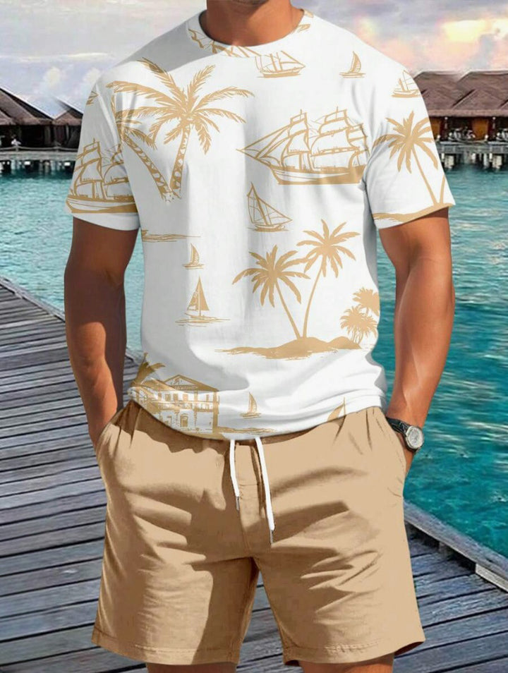 Herren Kurzarm-Shirt mit maritimem Motiv und entspannter Passform Aliams