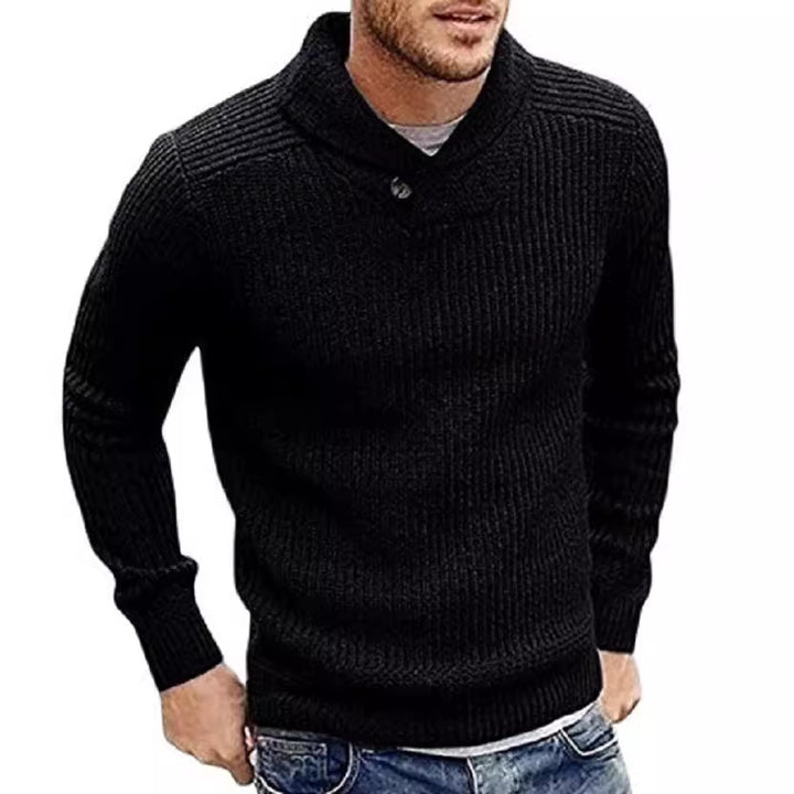 Herren Grobstrick Rollkragenpullover mit Knopfdetails Aliams