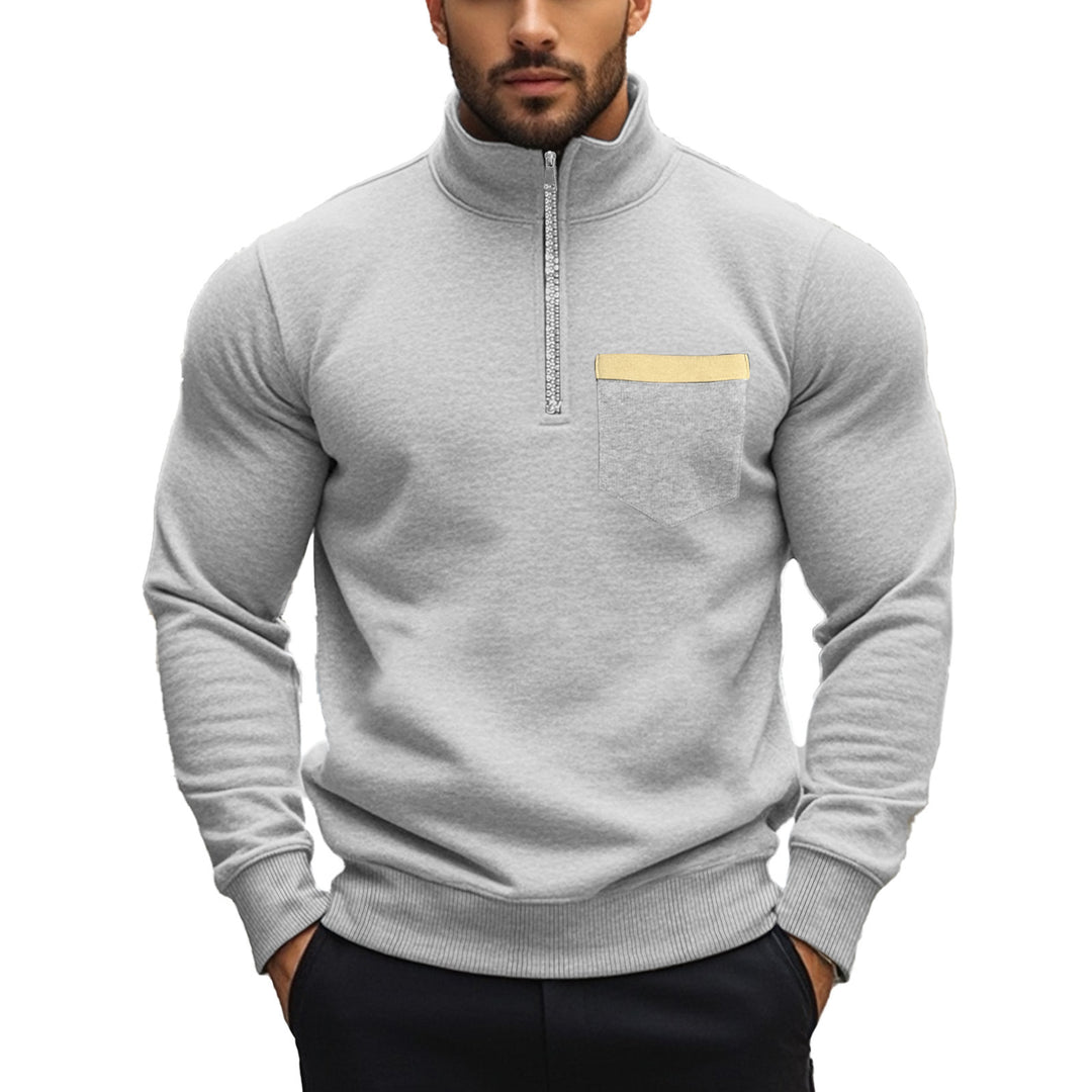 Herren Sportlicher Halben-Reißverschluss Pullover mit funktionaler Brusttasche Aliams