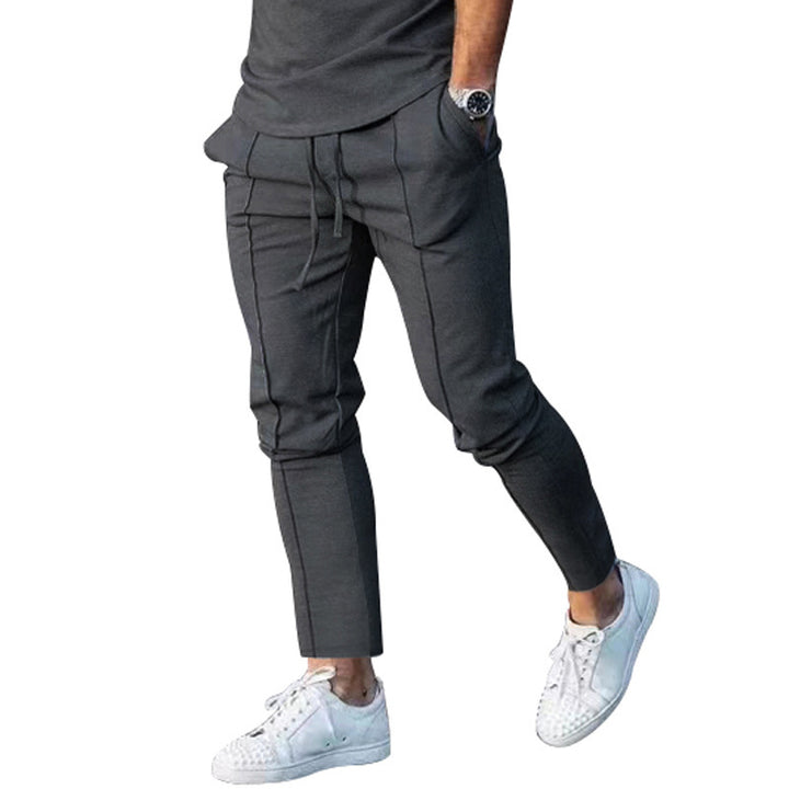 Herren stylische Freizeithose mit verstellbarem Kordelzug und seitlichen Eingrifftaschen Aliams