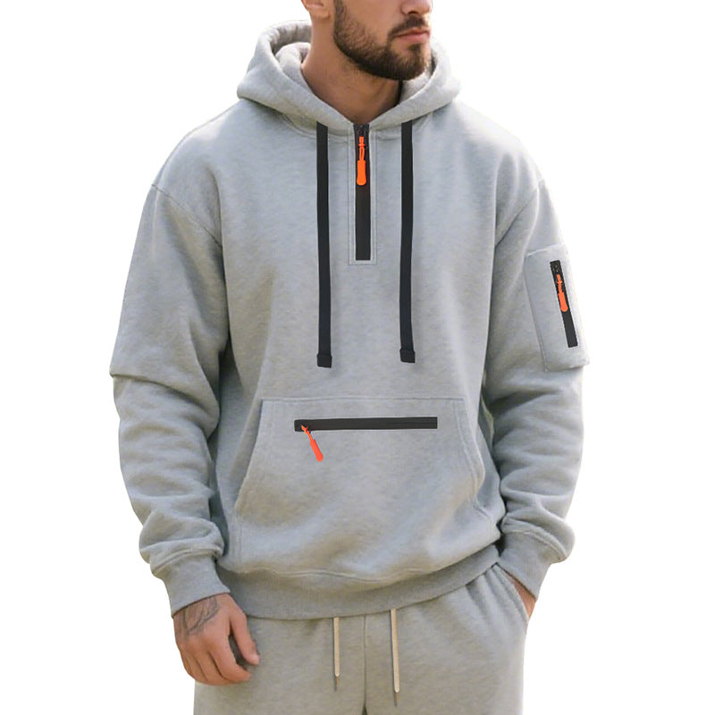 Herren Sportlicher Hoodie mit funktionalen Reißverschlusstaschen Aliams