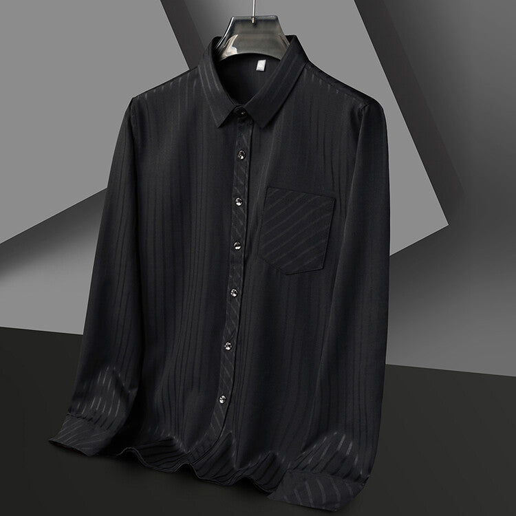 Herren elegantes Langarmhemd mit feiner Streifenstruktur Aliams