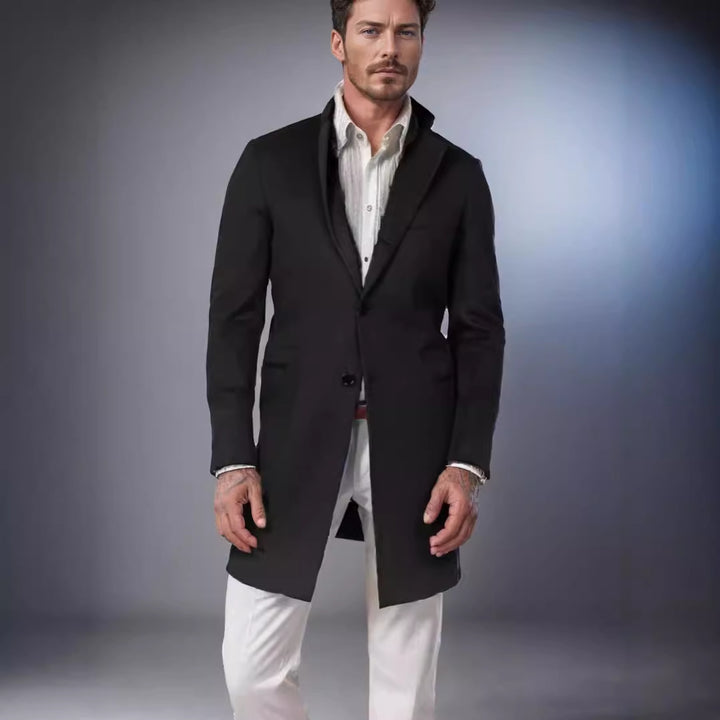 Herren eleganter Langmantel aus weichem Stoff Aliams