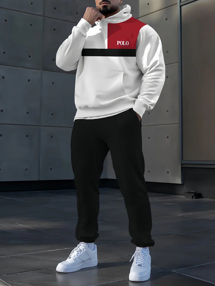 Herren sportliches Hoodie- und Jogginganzug-Set mit stylischem Streifenmuster Aliams