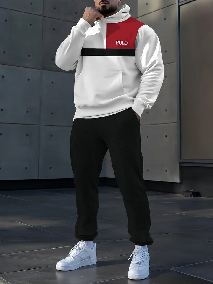 Herren sportliches Hoodie- und Jogginganzug-Set mit stylischem Streifenmuster Aliams