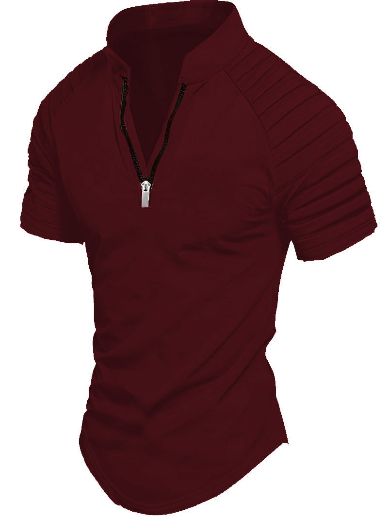Herren Sportliches Kurzarm-Zip-Shirt Aliams