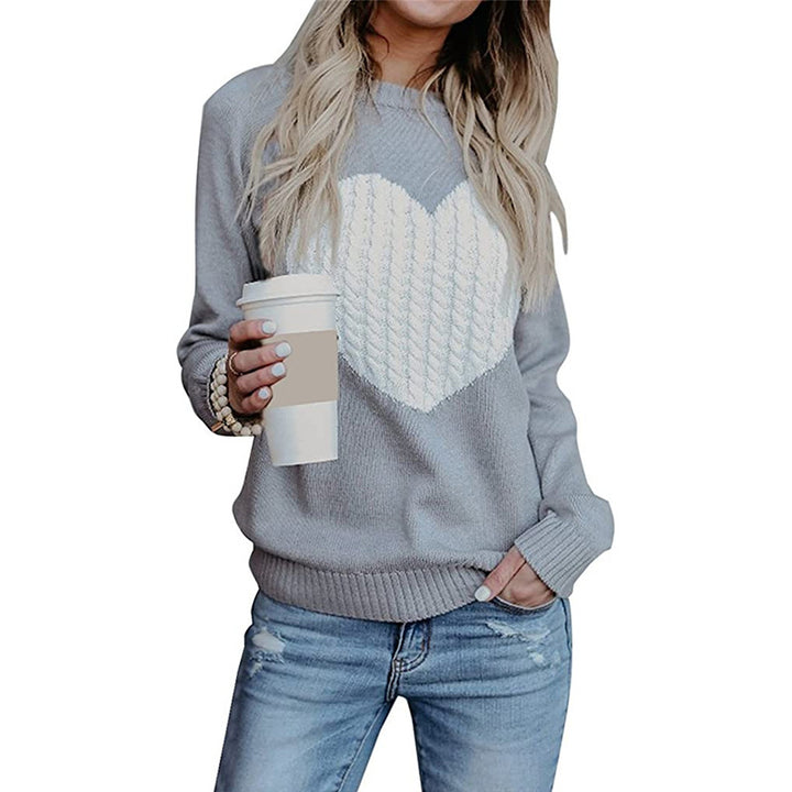 Damen eleganter Strickpullover mit herzförmigem Design und komfortablem Schnitt Aliams