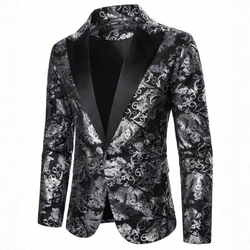 Herren Eleganter Smokingblazer mit floralem Jacquard-Muster Aliams