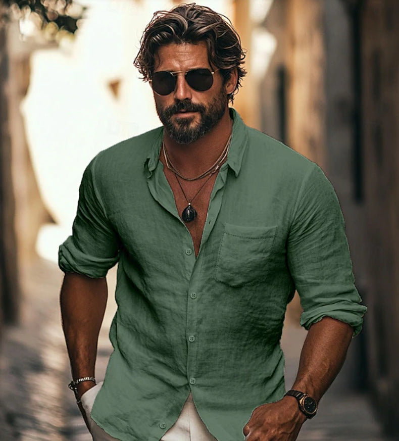 Herren Leichtes Sommertunika Hemd Aliams