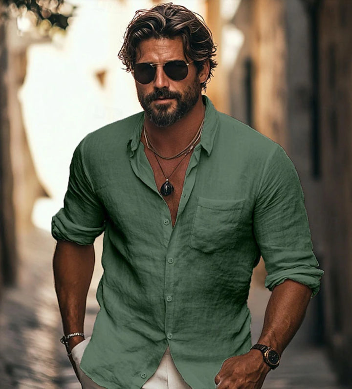 Herren Leichtes Sommertunika Hemd Aliams