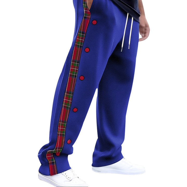 Herren Sportliche Freizeithose mit Knopfleisten und Karomuster Aliams