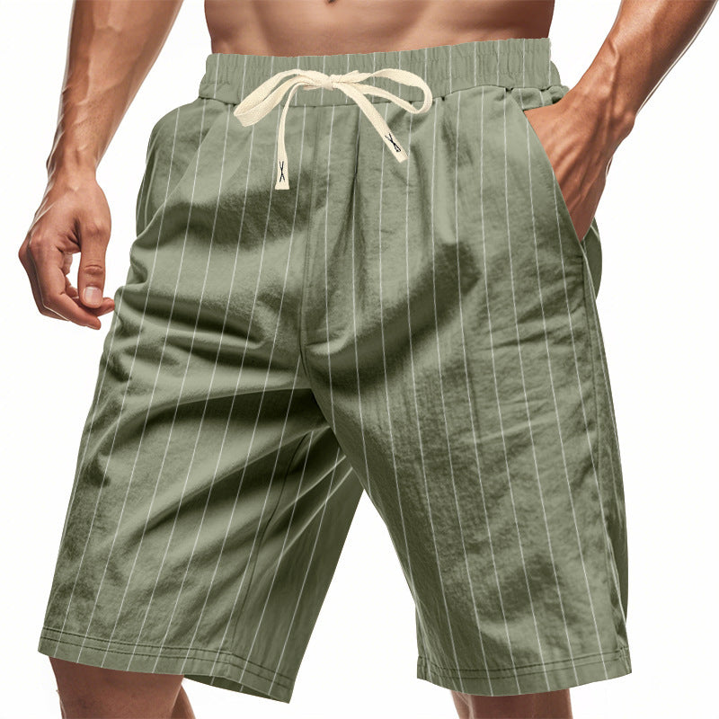 Herren Strandshorts mit vertikalem Streifenmuster und elastischem Kordelzug Aliams