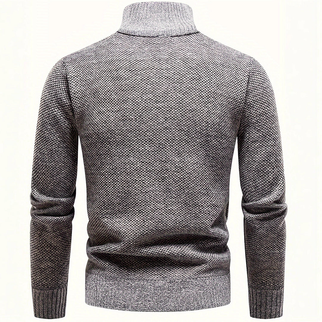 Herren Fleece-Pullover mit hohem Kragen und strukturierter Oberfläche Aliams