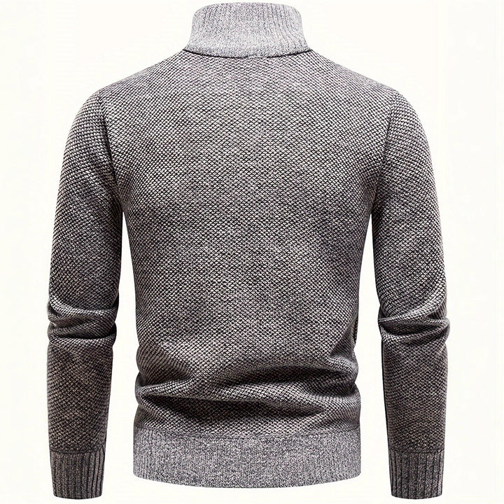 Herren Fleece-Pullover mit hohem Kragen und strukturierter Oberfläche Aliams