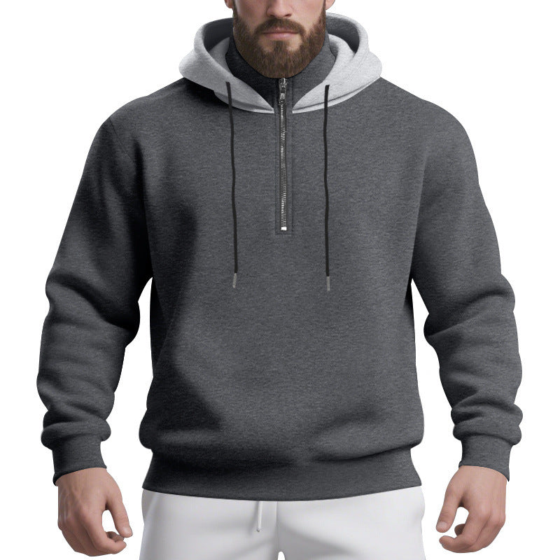 Herren sportlicher Kapuzenpullover mit halbem Reißverschluss und atmungsaktivem Stoff Aliams