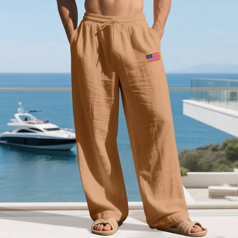 Herren Bequeme Freizeit-Cargo-Hose mit elastischem Bund und Seitentaschen Aliams