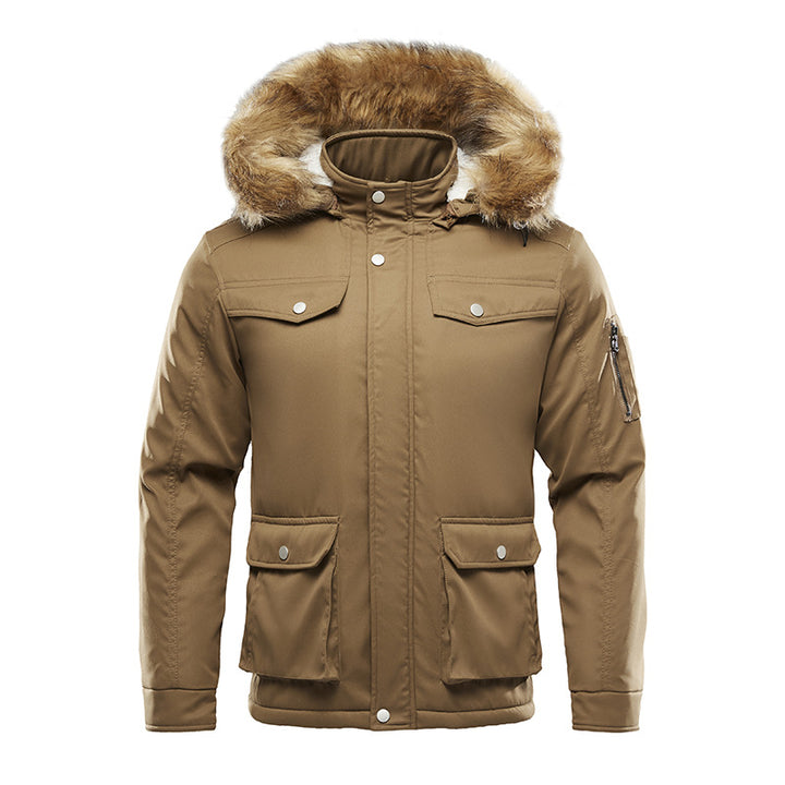 Herren isolierte Winterjacke mit abnehmbarer Kapuze und Futter Aliams