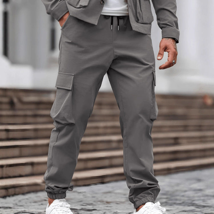 Herren Cargo-Hose mit elastischem Bund und mehreren Taschen Aliams