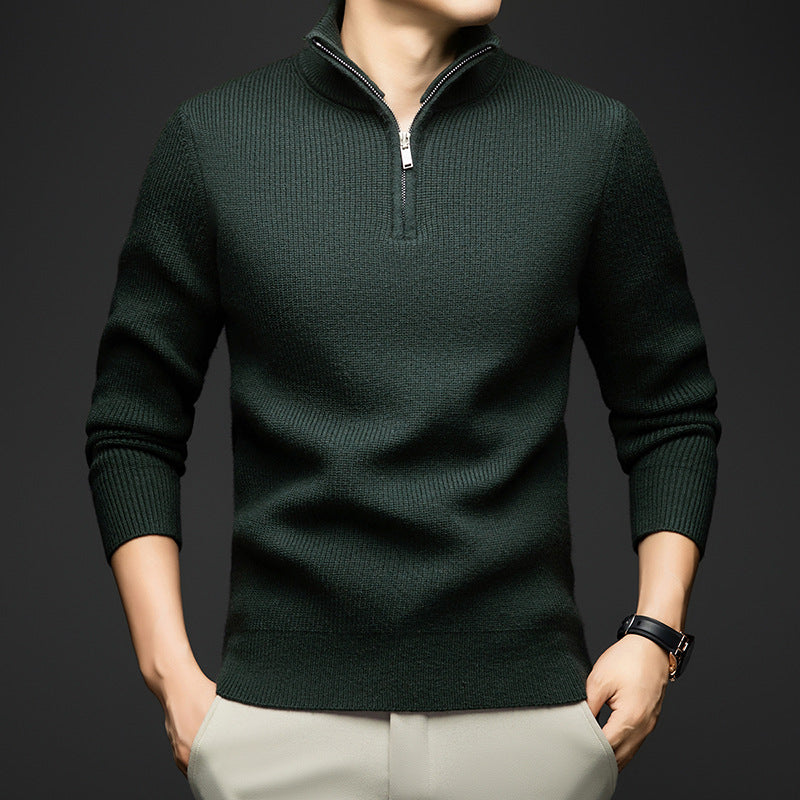 Herren eleganter Zip-Pullover aus weicher Wolle Aliams