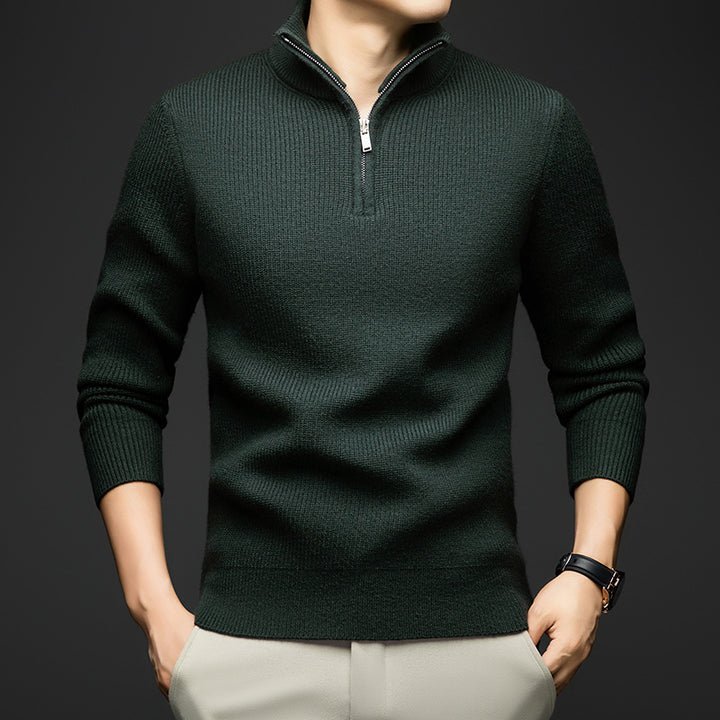 Herren eleganter Zip-Pullover aus weicher Wolle Aliams