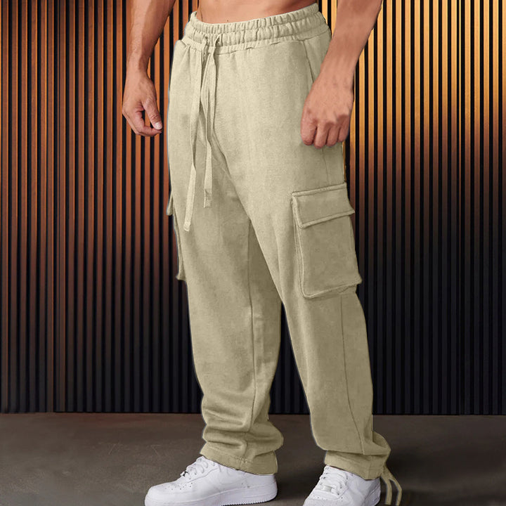 Herren entspannte Cargo-Hose mit praktischem Taschen-Design und elastischem Bund Aliams