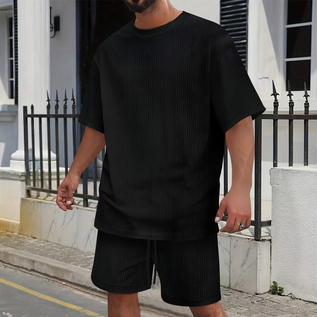 Herren Freizeit-Shorts- und T-Shirt-Set mit modernem Muster Aliams