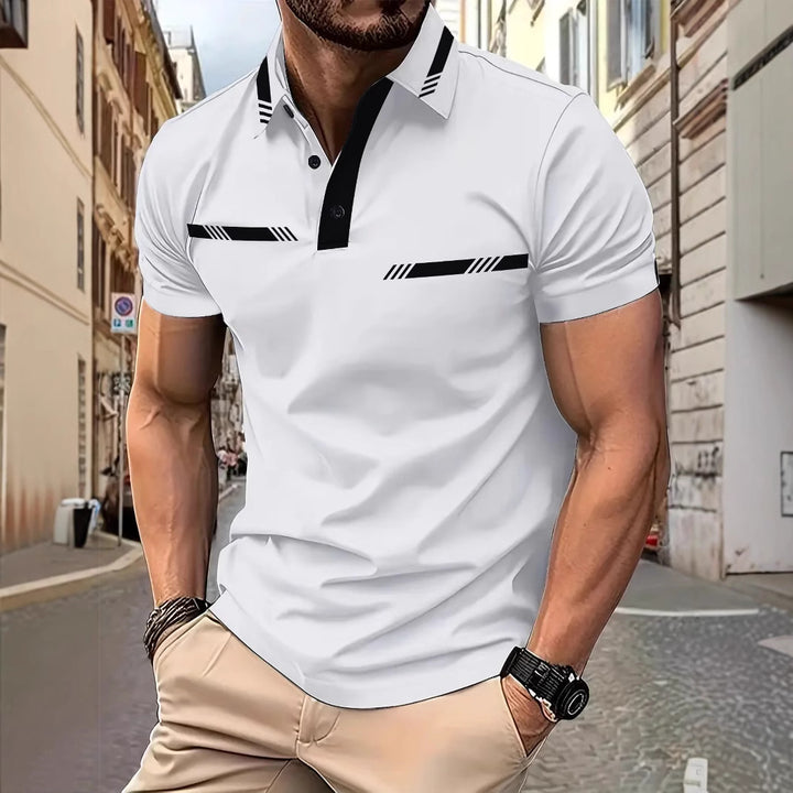 Herren Kurzarm Poloshirt mit stilvollen Kontraststreifen Aliams