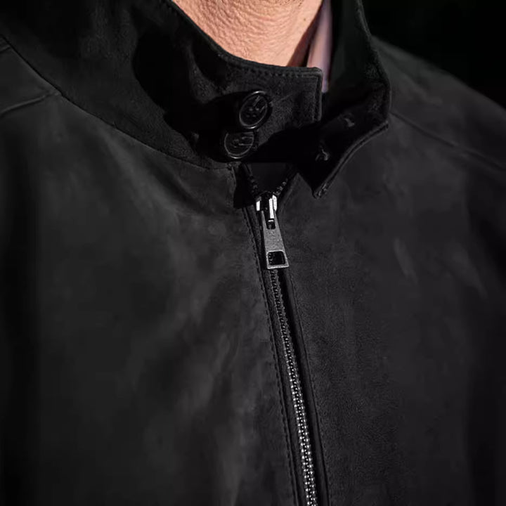 Herren elegante Wildlederjacke mit Stehkragen und seitlichen Eingrifftaschen Aliams