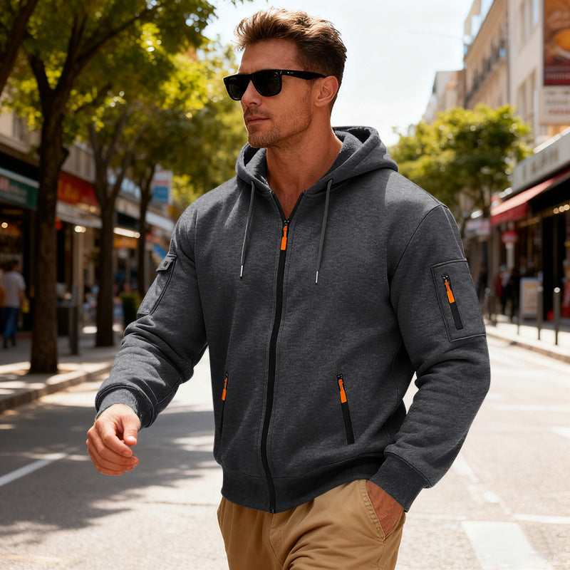 Herren funktionale Kapuzenjacke mit innovativem Reißverschluss Aliams