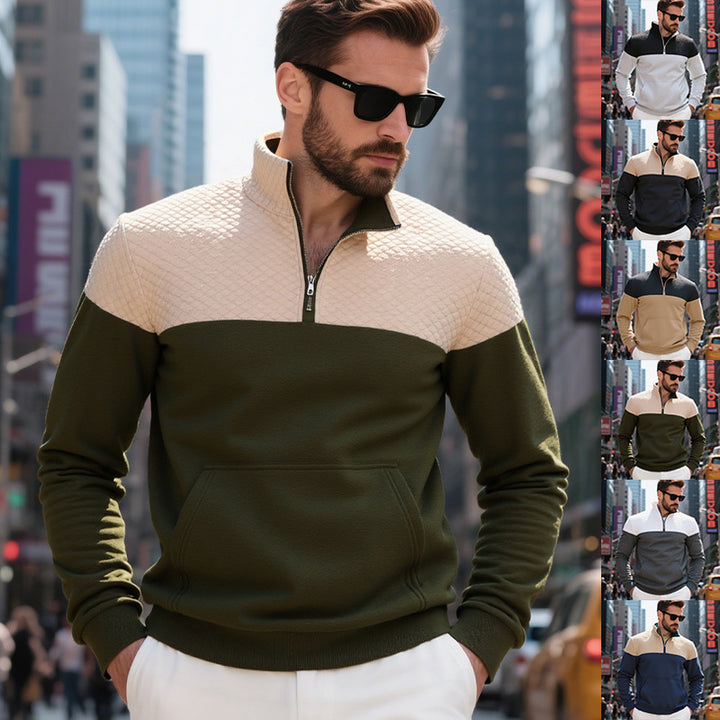 Herren Freizeit Pullover mit Stehkragen und Reißverschluss Aliams