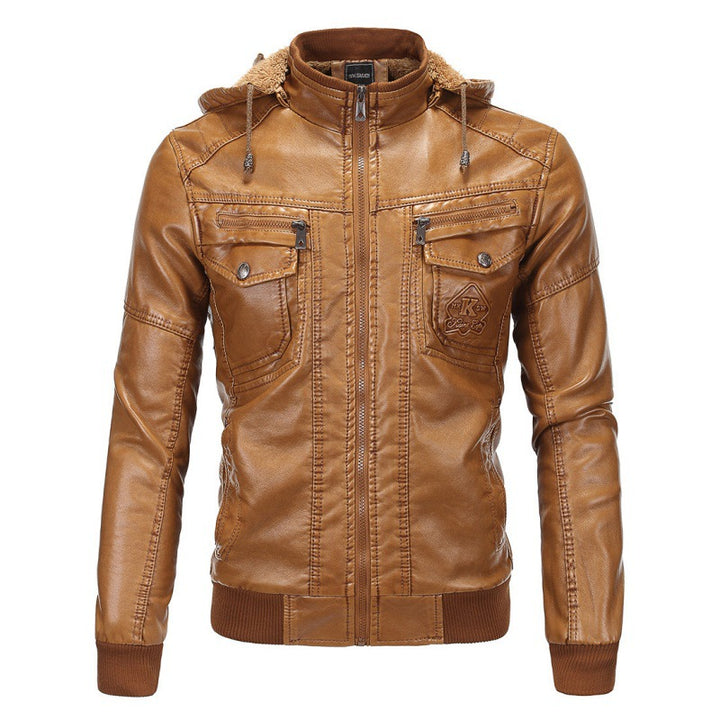 Herren Lederjacke mit abnehmbarem Innenfutter und praktischen Taschen Aliams