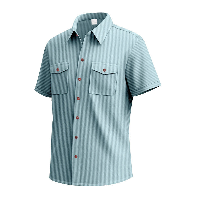 Herren Kurzarm-Hemd mit strukturiertem Stoff und praktischen Brusttaschen Aliams