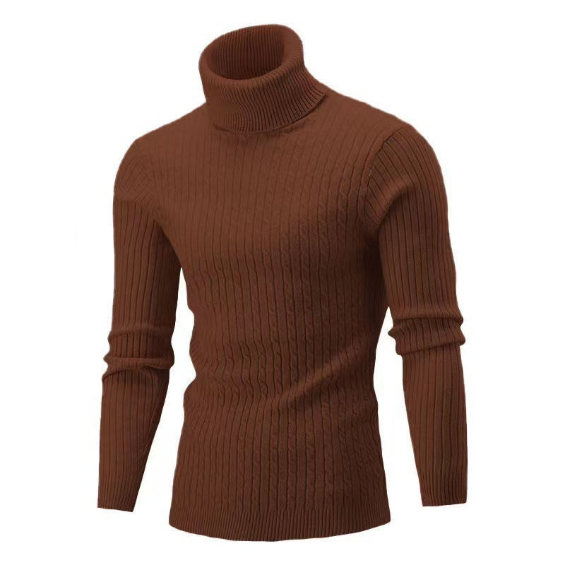 Herren Strickpullover mit modernem Rippmuster und hohem Kragen Aliams